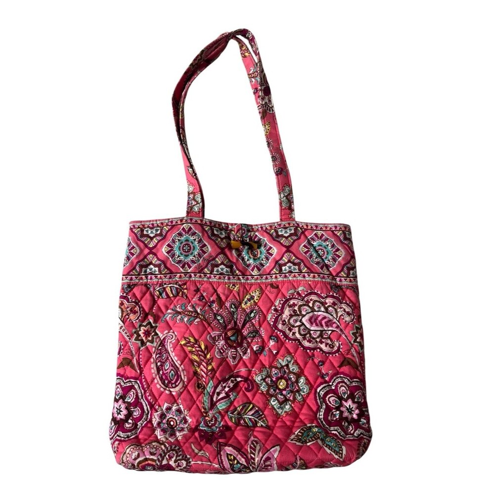 Retired Vera Bradley Call Me Coral Tote Bag Purse Pink Paisley Shoulder Bag